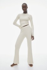 Flared Rib-knit Pants